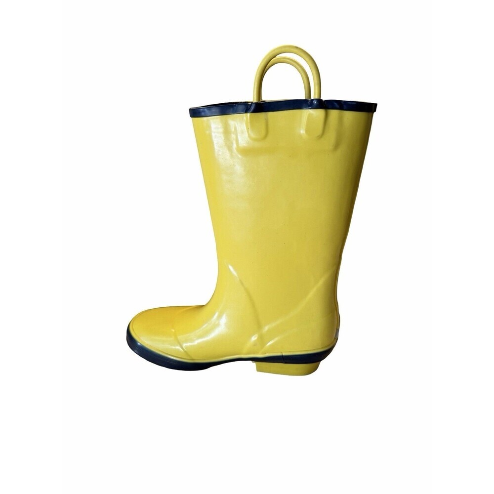 L.Bean Kids Puddle Stompers Rain Boots Size 2 Yellow Rubber Waterproof Durable - Picture 2 of 9